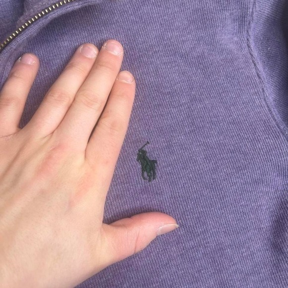 Vintage Polo Ralph Lauren men's purple quarter zip sweater 1/4 pullover pastel S - Picture 3 of 7